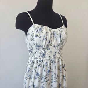 Inspired Hearts Maxi Dress Blue White Floral Cottagecore Corset Renfair Maiden